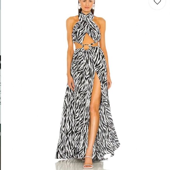 Bronx and Banco Zebra Maxi Dress in White & Black - Picture 1 of 5